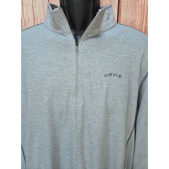 Orvis Mens Large Gray 1/4 Zip Pullover Shirt - Picture 3 of 8